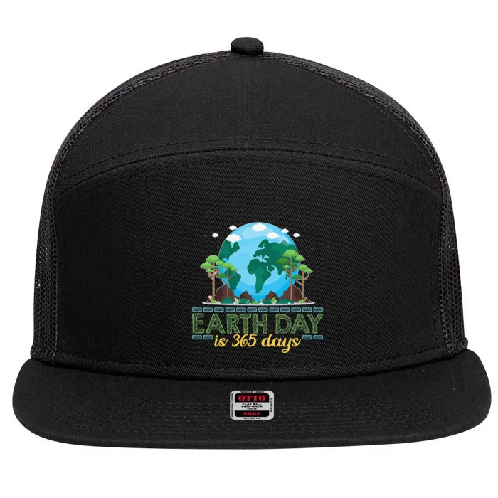 Earth Day is 365 Days 7 Panel Mesh Trucker Snapback Hat