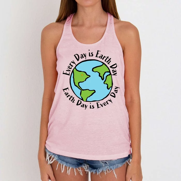 Every Day Is Earth Day World Women's Knotted Racerback Tank