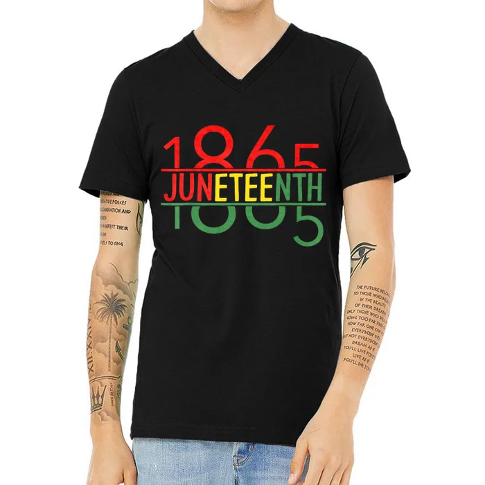 Emancipation Day Is Great With 1865 Juneteenth Flag V-Neck T-Shirt