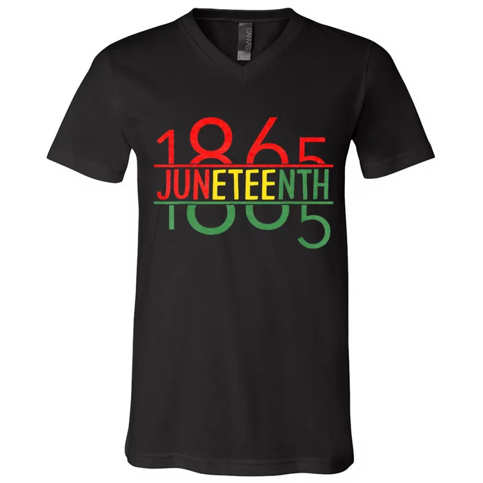 Emancipation Day Is Great With 1865 Juneteenth Flag V-Neck T-Shirt