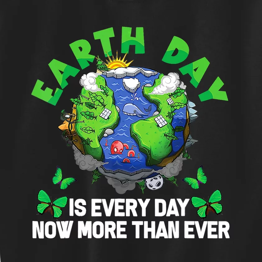 Earth Day Is Every Day Planet Butterfly Environment Kids Sweatshirt