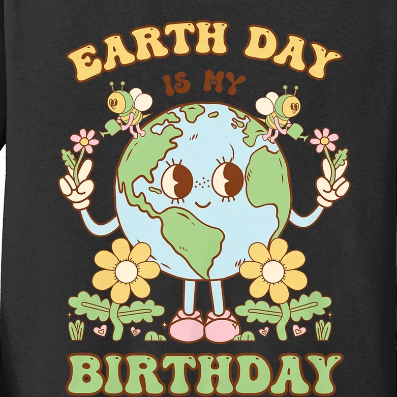 Earth Day Is My Birthday April 22nd Nature Conservation Kids Long Sleeve Shirt