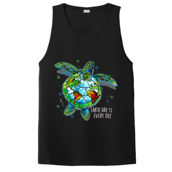 Earth Day Is Every Day Funny Sea Turtle Animal Saving Earth Performance Tank