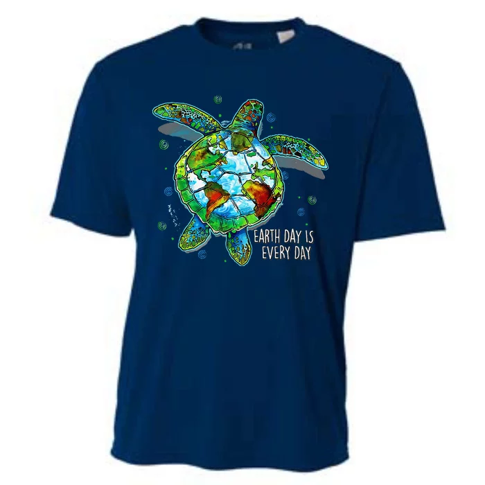 Earth Day Is Every Day Funny Sea Turtle Animal Saving Earth Cooling Performance Crew T-Shirt