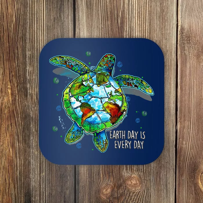 Earth Day Is Every Day Funny Sea Turtle Animal Saving Earth Coaster