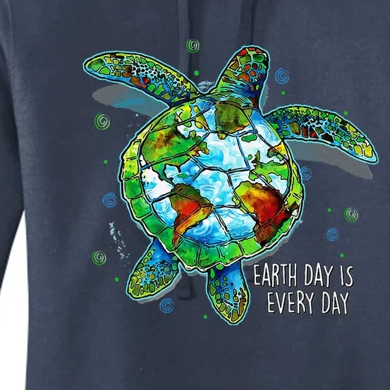 Earth Day Is Every Day Funny Sea Turtle Animal Saving Earth Women's Pullover Hoodie