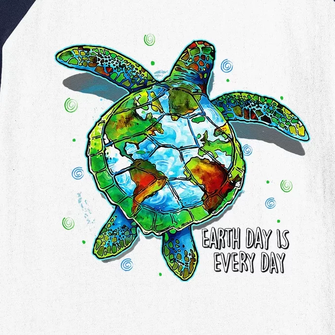 Earth Day Is Every Day Funny Sea Turtle Animal Saving Earth Baseball Sleeve Shirt