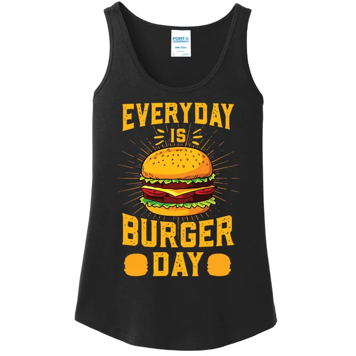 Every Day Is Burger Day BBQ Hamburger Fast Food Ladies Essential Tank