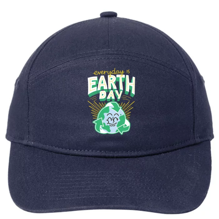 Earth Day Is Everyday Graphic Earth Recycle Design Gift 7-Panel Snapback Hat