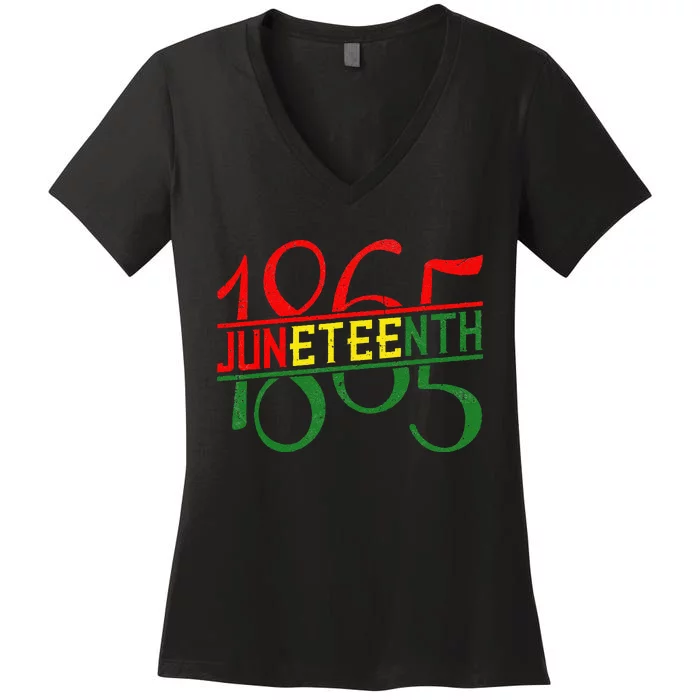 Emancipation Day is great with 1865 Juneteenth flag apparel Women's V-Neck T-Shirt