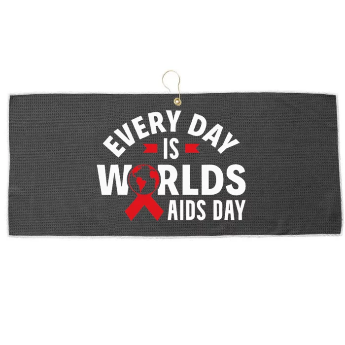 Every Day Is Worlds Aids Day HIV AIDS Awareness Red Ribbon Large Microfiber Waffle Golf Towel