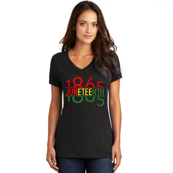 Emancipation Day is great with 1865 Juneteenth flag Women's V-Neck T-Shirt