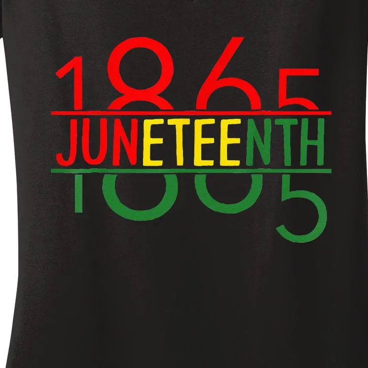 Emancipation Day is great with 1865 Juneteenth flag Women's V-Neck T-Shirt