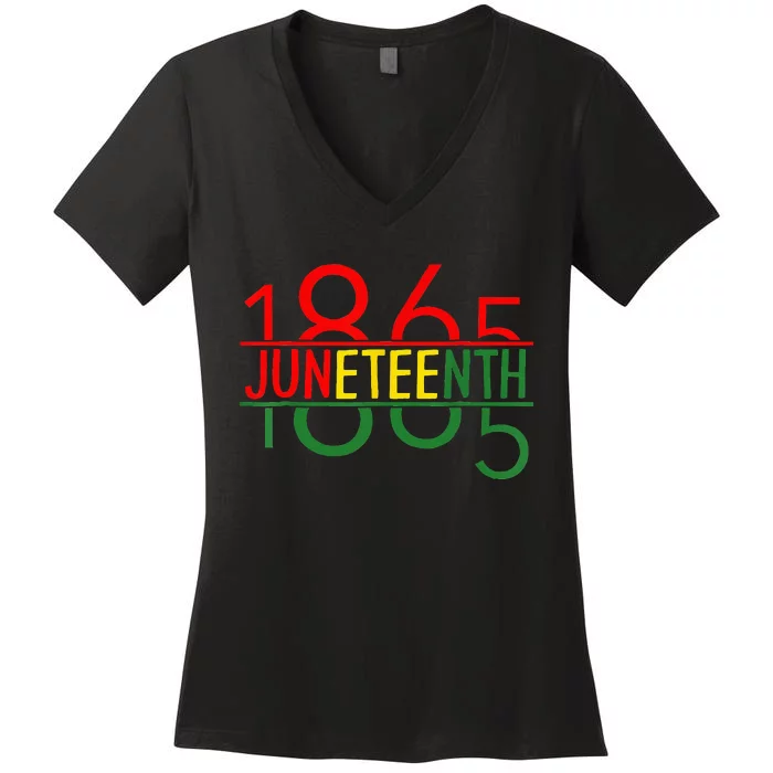 Emancipation Day is great with 1865 Juneteenth flag Women's V-Neck T-Shirt