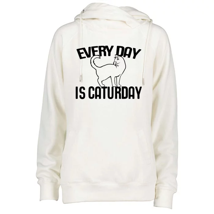 Every Day Is Caturday Black Cat Womens Funnel Neck Pullover Hood