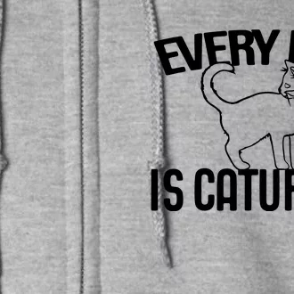 Every Day Is Caturday Black Cat Full Zip Hoodie