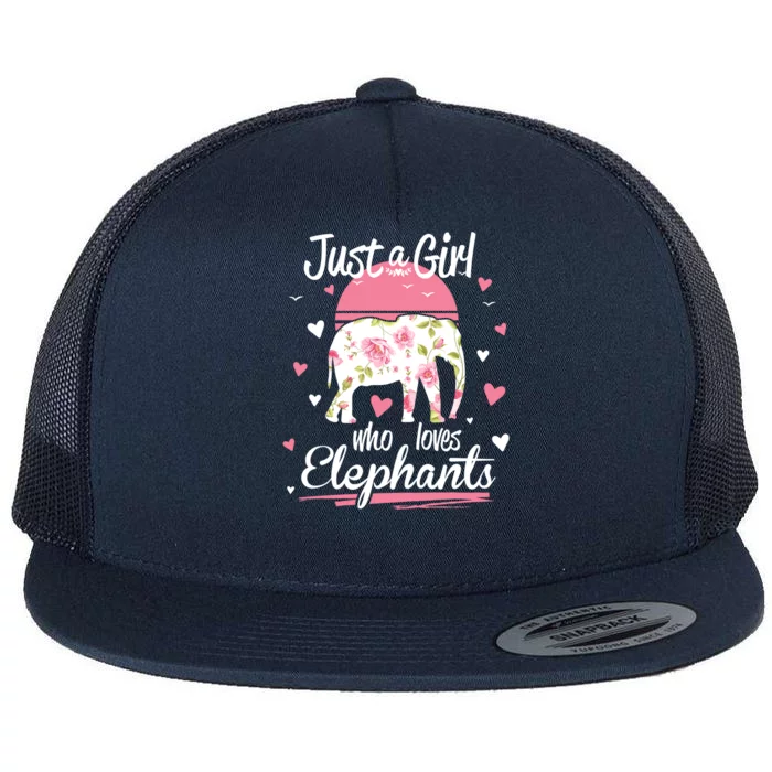 Elephant Design Just A Who Loves Elephants Great Gift Flat Bill Trucker Hat