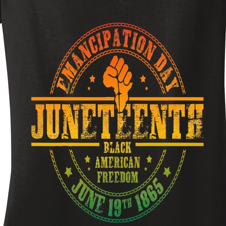 Emancipation Day Juneteenth 19Th 1865 Black American Freedom Women's V-Neck T-Shirt