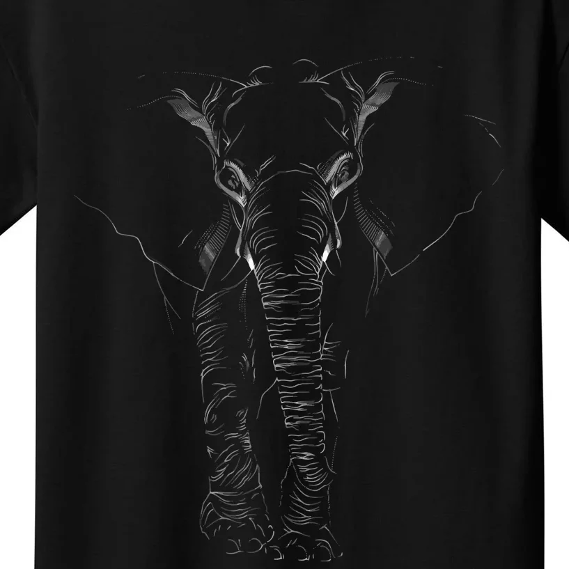 Elephant Dot Line Art Portrait Sketch Drawing Elephant Kids T-Shirt