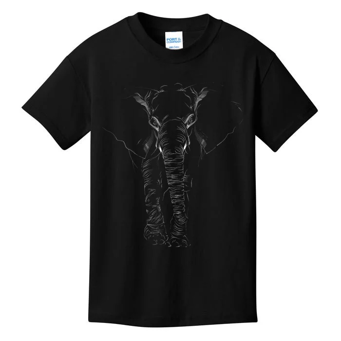 Elephant Dot Line Art Portrait Sketch Drawing Elephant Kids T-Shirt