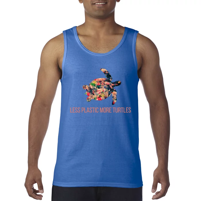 Earth Day Less Plastic More Turtles Pollution Awareness Great Gift Tank Top