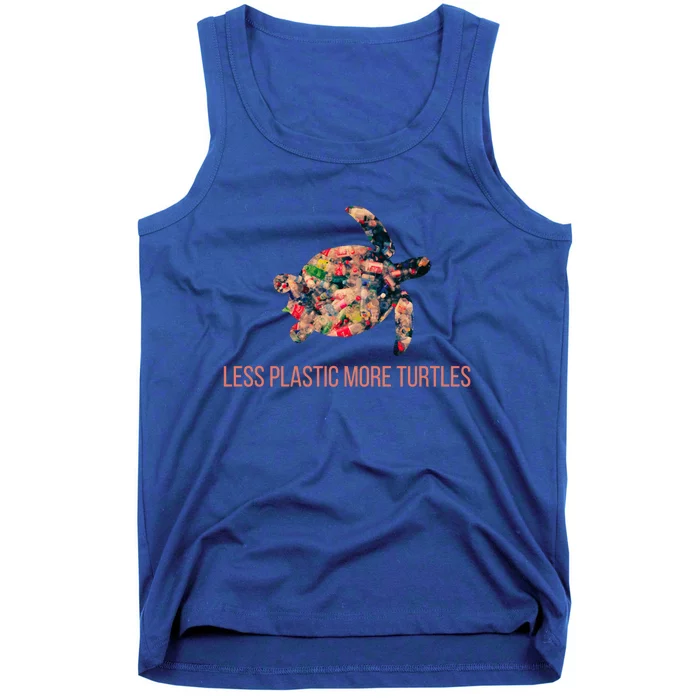 Earth Day Less Plastic More Turtles Pollution Awareness Great Gift Tank Top