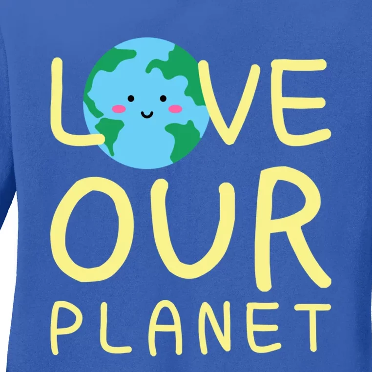 Earth Day Love Our Planet Protect The Environt Kawaii Gift Ladies Long Sleeve Shirt