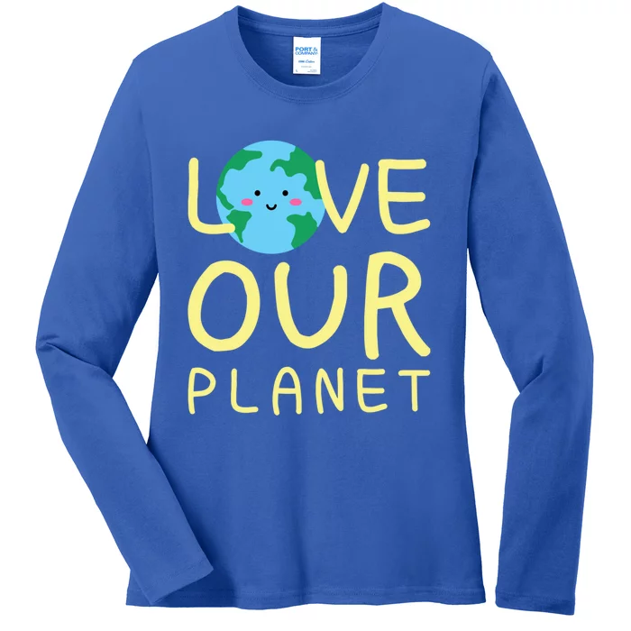 Earth Day Love Our Planet Protect The Environt Kawaii Gift Ladies Long Sleeve Shirt