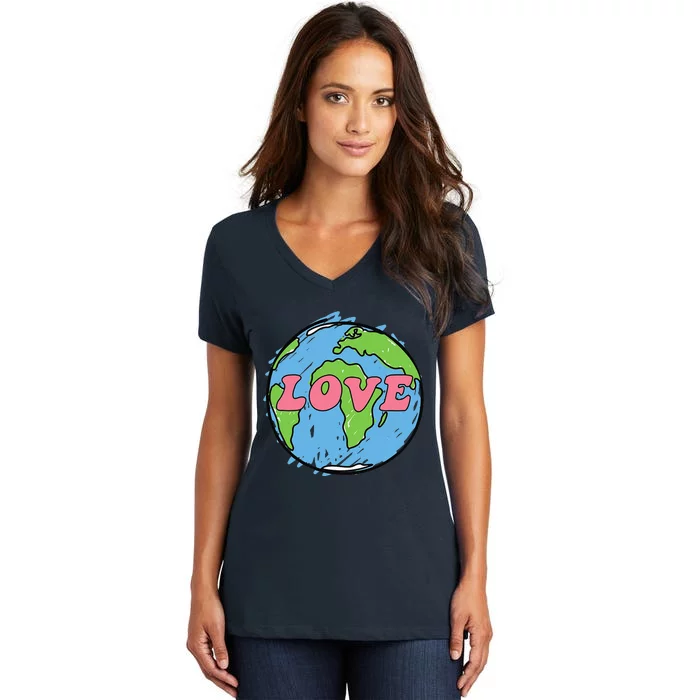 Earth Day LOVE The Earth For Women Or Her Women's V-Neck T-Shirt