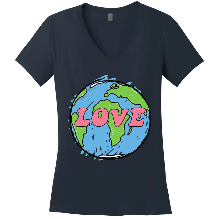 Earth Day LOVE The Earth For Women Or Her Women's V-Neck T-Shirt