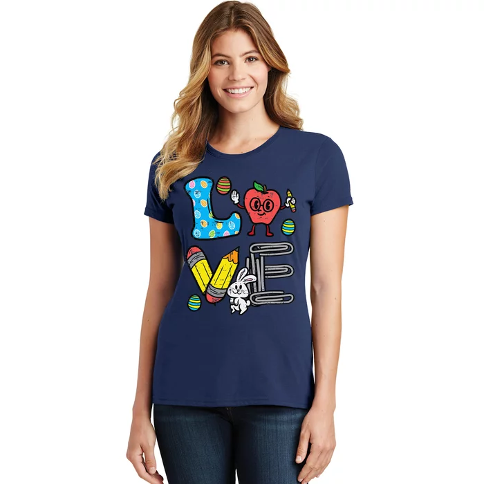 Easter Day Love Teacher Cute Bunny Prek Kindergarten Women Women's T-Shirt