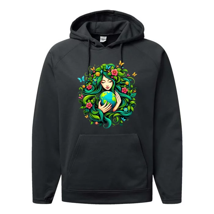 Earth Day Love Planet Awareness A Earth Day Dancing Earth Performance Fleece Hoodie