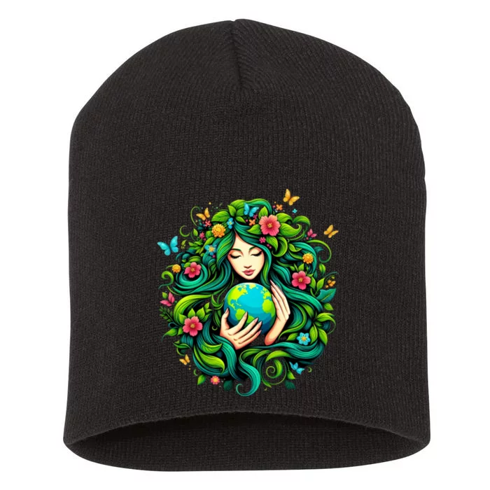 Earth Day Love Planet Awareness A Earth Day Dancing Earth Short Acrylic Beanie