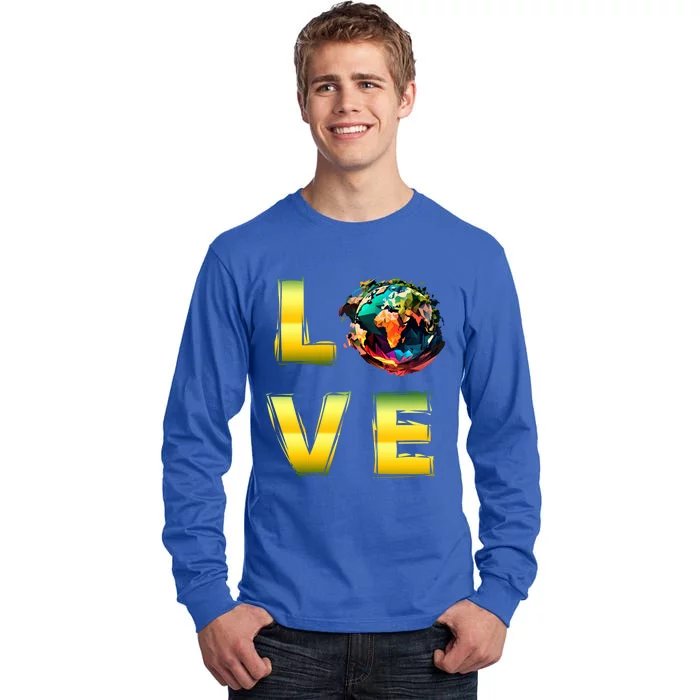 Earth Day Love Climategreat Giftfriendly Earth Protection Gift Tall Long Sleeve T-Shirt