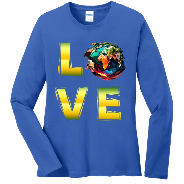 Earth Day Love Climategreat Giftfriendly Earth Protection Gift Ladies Long Sleeve Shirt