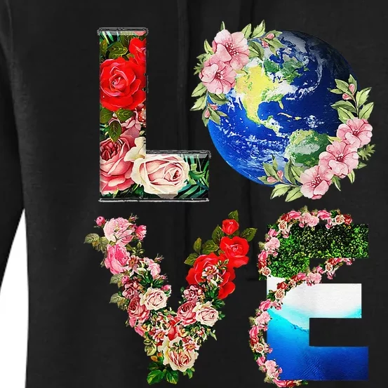 Earth Day Love Flowers Cute Earth Day Women's Pullover Hoodie