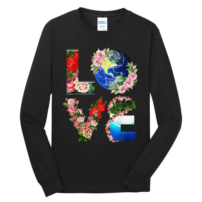 Earth Day Love Flowers Cute Earth Day Tall Long Sleeve T-Shirt