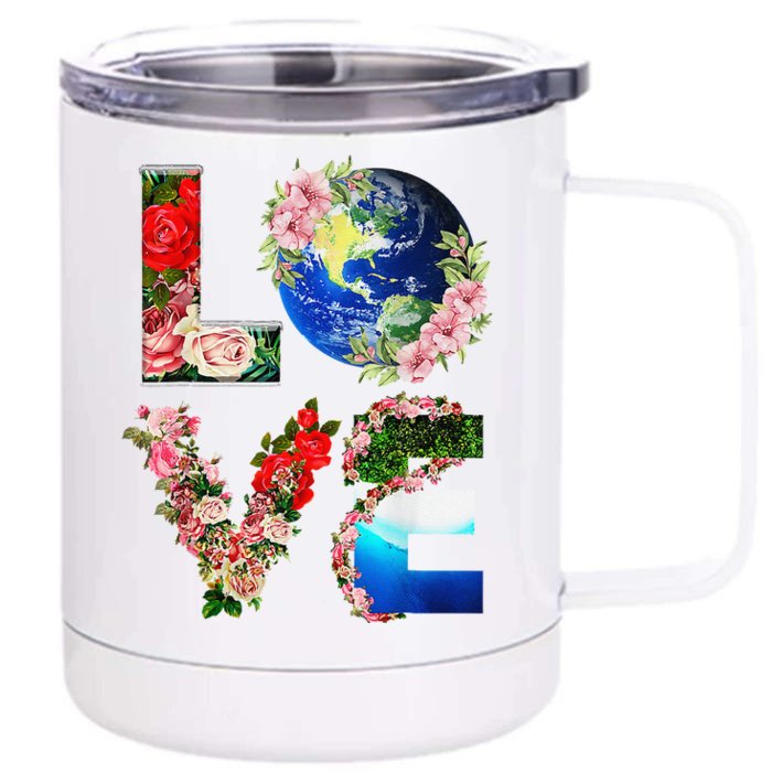 Earth Day Love Flowers Cute Earth Day Front & Back 12oz Stainless Steel Tumbler Cup