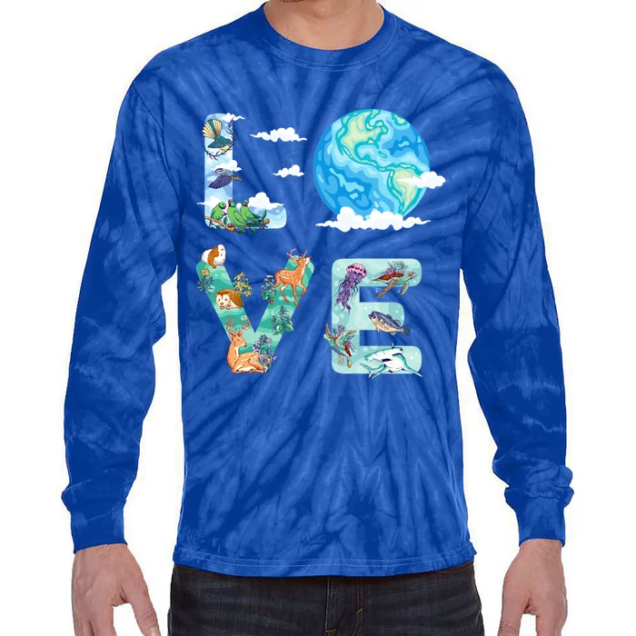 Earth Day Love Our Planet Save Animals The Environgreat Gift Tie-Dye Long Sleeve Shirt