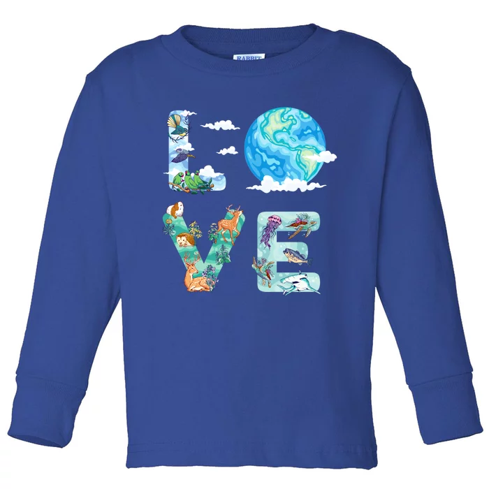 Earth Day Love Our Planet Save Animals The Environgreat Gift Toddler Long Sleeve Shirt