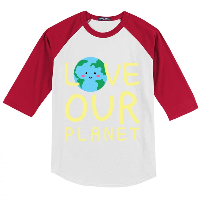 Earth Day Love Our Planet Protect The Environt Kawaii Gift Kids Colorblock Raglan Jersey