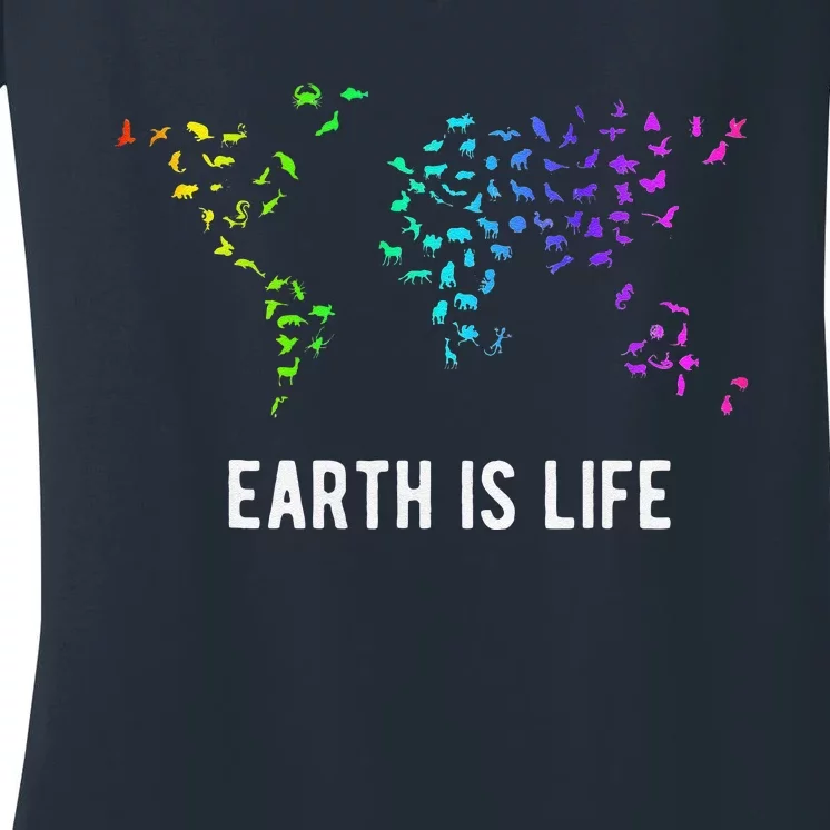 Earth Day Life Animal Best Planet Funny Women's V-Neck T-Shirt