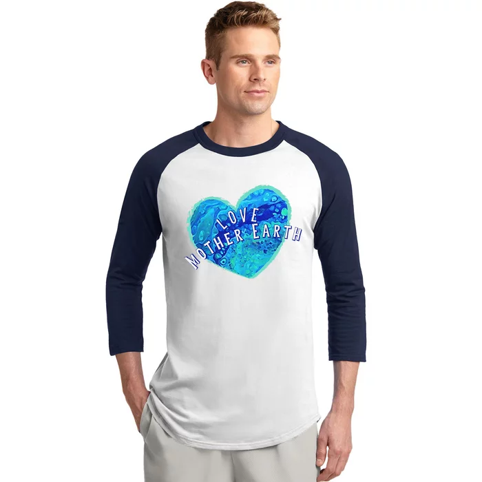 Earth Day Love Mother Earth Original Art Painted Earth Heart Baseball Sleeve Shirt