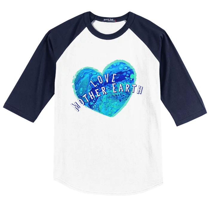 Earth Day Love Mother Earth Original Art Painted Earth Heart Baseball Sleeve Shirt