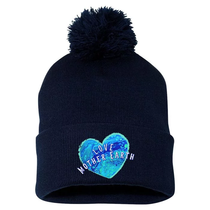 Earth Day Love Mother Earth Original Art Painted Earth Heart Pom Pom 12in Knit Beanie