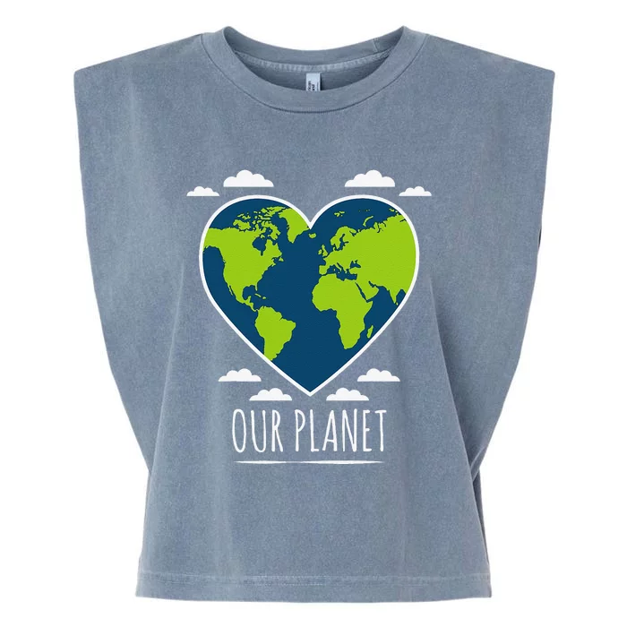 Earth Day Love Our Planet Climate Change Awareness Garment-Dyed Women's Muscle Tee