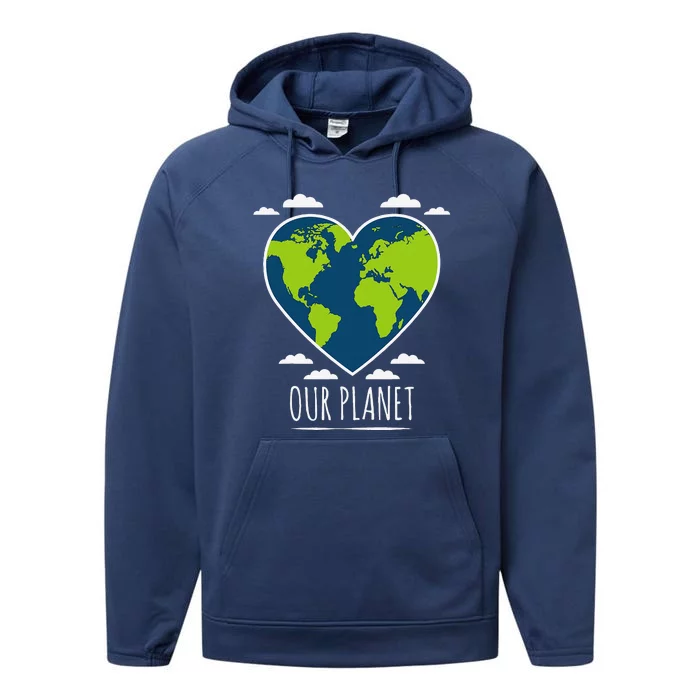 Earth Day Love Our Planet Climate Change Awareness Performance Fleece Hoodie