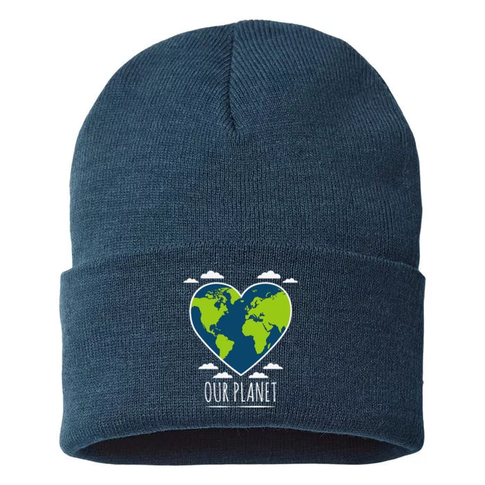 Earth Day Love Our Planet Climate Change Awareness Sustainable Knit Beanie