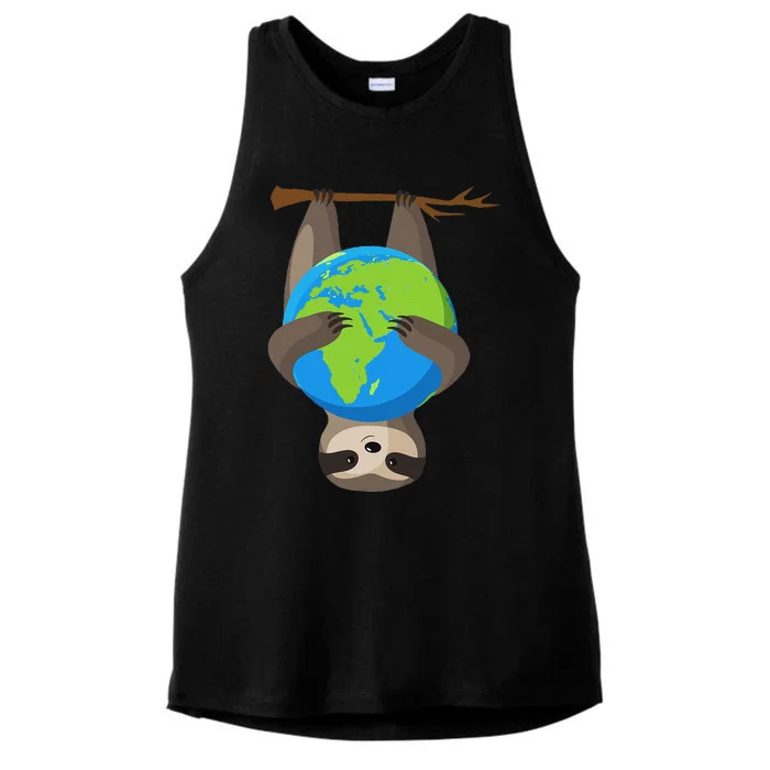 Earth Day Love The Earth Sloth Environmentalist Ecology Ladies Tri-Blend Wicking Tank