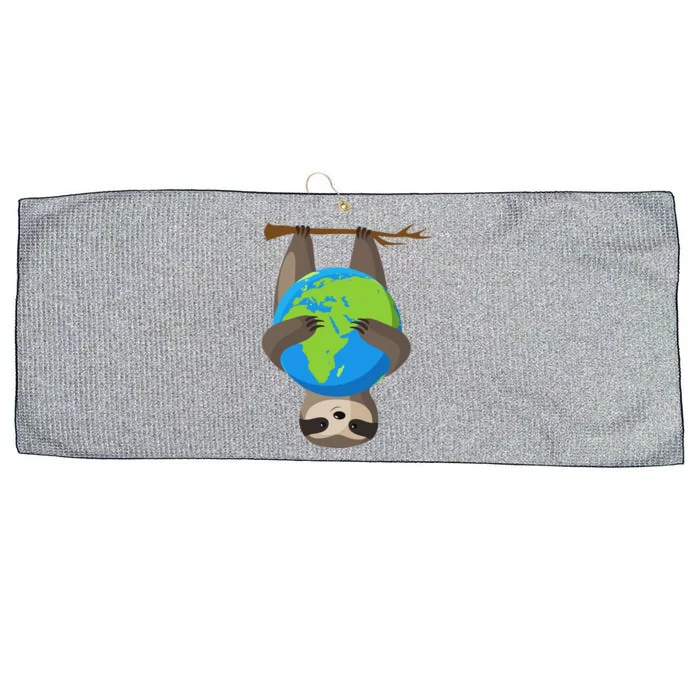 Earth Day Love The Earth Sloth Environmentalist Ecology Large Microfiber Waffle Golf Towel